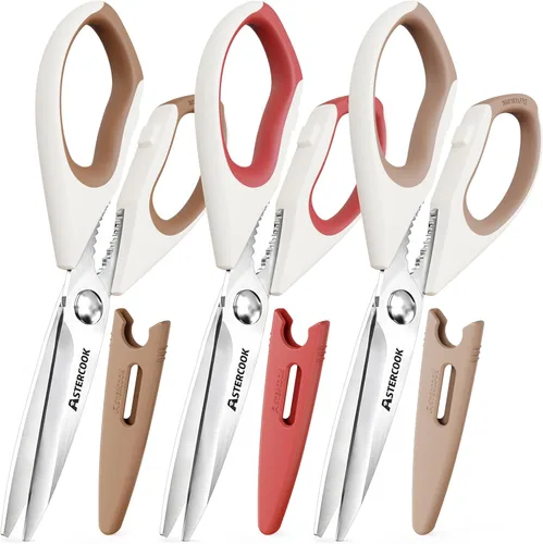 Miniatura 9 de Astercook Tijeras de Cocina Multiusos Resistente, Juego de 3 Tijeras de Cocina, Utensilios de Cocina de Acero Inoxidable para Cortar Alimentos, Aves