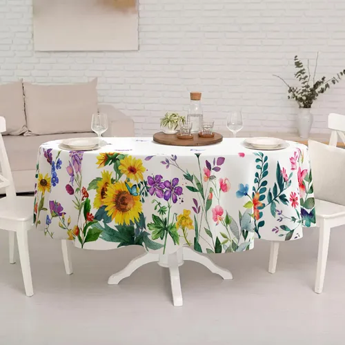 Miniatura 6 de Yighty Mantel ovalado de primavera y verano de 54 x 72 pulgadas, mantel de acuarela floral de primavera, mantel impermeable resistente a