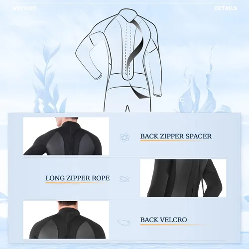 Miniatura 3 de Traje de neopreno completo para mujer de 0.079 pulgadas con cremallera trasera de neopreno para natación, surf, buceo, esnórquel, trajes húmedos