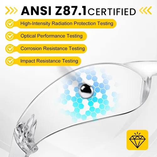 Miniatura 4 de Paquete de 100 lentes de seguridad transparentes, ANSI Z87.1, resistentes a los arañazos, a granel, para hombres y mujeres, lentes transparentes