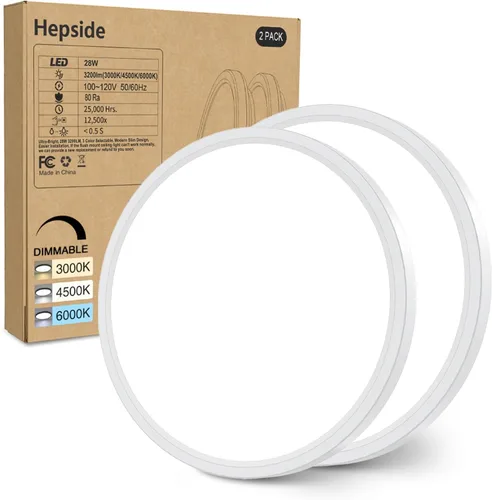 Miniatura 14 de hepside Paquete de 1 lámpara de techo LED de montaje empotrado, color negro, 12 pulgadas, 28 W, regulable 3000K-4500K-6000K, lámpara de techo de 3