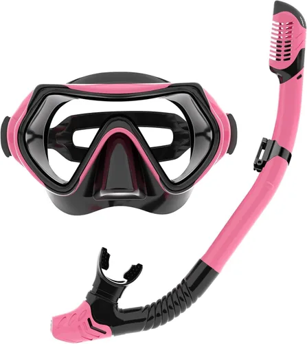 Miniatura 19 de Equipo de esnórquel para adultos, juego de máscara de esnórquel JRing con vidrio templado de 180 grados, gafas antivaho para buceo, esnórquel