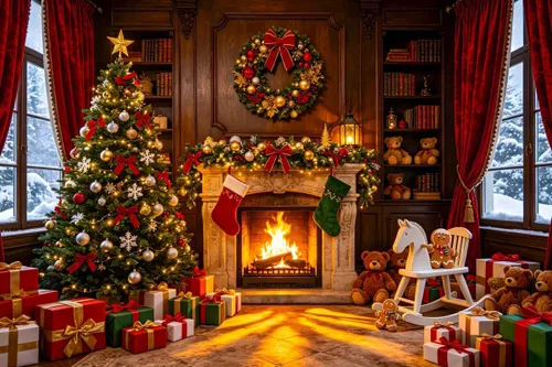 Miniatura 2 de Christmas Backdrop 7x6ft for Christmas Party Decor&Photography Thicker Vinyl Clarity Image Details Christmas Window Backdrop Xmas Tree Santa Gifts