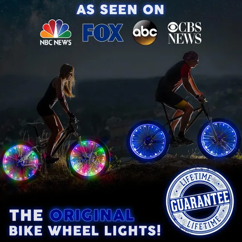 Miniatura 3 de Activ Life Paquete de 2 luces LED para ruedas de bicicleta con baterías incluidas, obtén un 100% más brillante y visible desde todos los ángulos