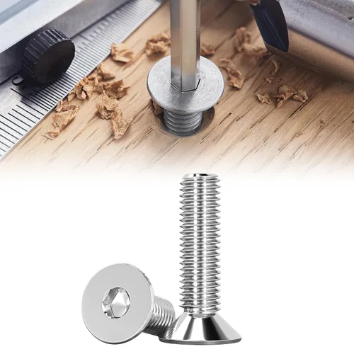 Miniatura 12 de Tornillos de cabeza plana M8 x 16 mm con zócalo, tornillos avellanados, acero inoxidable 304, acabado brillante, totalmente roscados, accionamiento