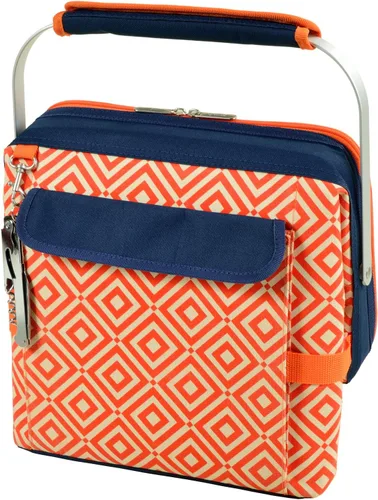 Miniatura 4 de Picnic at Ascot Bolsa de vino aislada para 6 botellas, enfriador multiusos plegable, naranja/azul marino