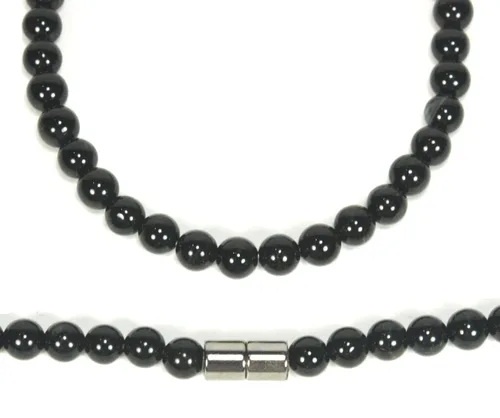 | Handmade Black Onyx Crystal Mens Necklace - Grounding Genuine Gemstone Beaded Mala | Willpower, Protection, Prosperity Black Choker - Jewelry Gift