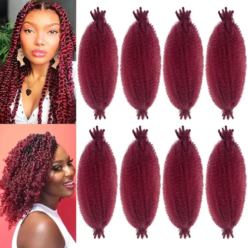 Miniatura 12 de Trenzas de pelo rizado anudadas a crochet estilo afro Marley, 12 pulgadas, pelo pre-separado y trenzado en resorte, trenzas de pelo afro rizado y 4#