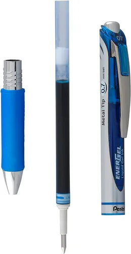 Miniatura 4 de Pentel Energel - Bolígrafos de tinta de gel líquido de 0.028 in, paquete de 5 bolígrafos RTX Pentel azules de lujo con 3 recambios