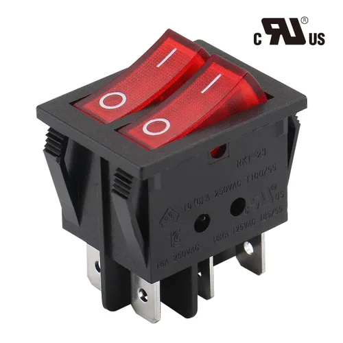 Miniatura 2 de Baomain - Pack de 2 interruptores basculantes duales con luz roja, encendido/apagado DPDT de 6 pines, 16 A/250 V CA, 16 A/125 V CA, listado UR VDE