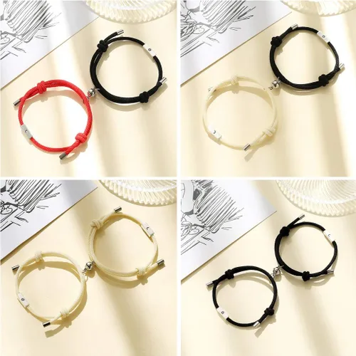 Miniatura 3 de Dsxnklnd - Juego de 2 pulseras magnéticas de distancia para amantes del sol y la luna, para parejas, amantes de la amistad, joyería de moda, regalo