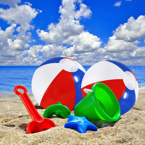 Miniatura 7 de The Dreidel Company Pelotas de playa patrióticas inflables con diseño de bandera de Estados Unidos para fiesta de piscina, cumpleaños, juguete