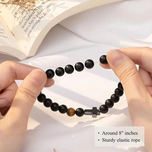 Miniatura 5 de Pulsera de cruz para hombre, regalo para hijo, nieto, papá, marido, padrino, hombres, cumpleaños, graduación, jubilación, Navidad, regalo cristiano