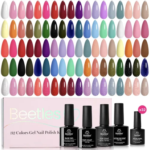 Miniatura 17 de Beetles - Kit de esmalte de uñas de gel de 36 colores, juego de esmalte de gel pastel de verano con capa base, capa superior brillante y pegamento