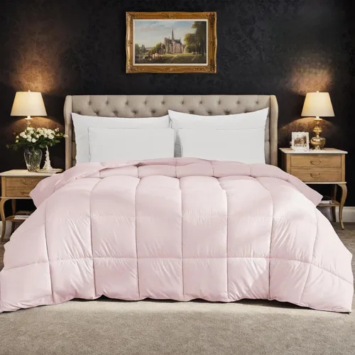 Miniatura 12 de Edredón tamaño King extragrande de 120 x 120 pulgadas, ligero, alternativo al plumón, para todas las estaciones, 8 pestañas en las esquinas, Rosa