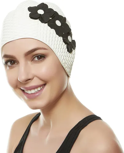 Miniatura 8 de BeeMo Gorro de Natación de Látex para Mujeres - Gorro de Natación de Goma - Suave Cómodo Elástico Elegante Diseño de Corte Bajo Protege el Cabello