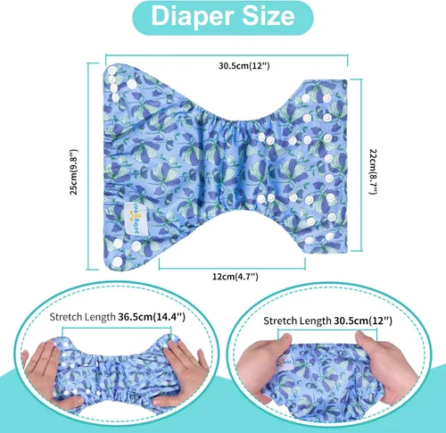 Miniatura 3 de Babygoal - Paquete de 13 pañales de tela para recién nacidos para niñas preemie de 5-12lbs, paquete de 6 fundas de pañal de tela con 6 piezas