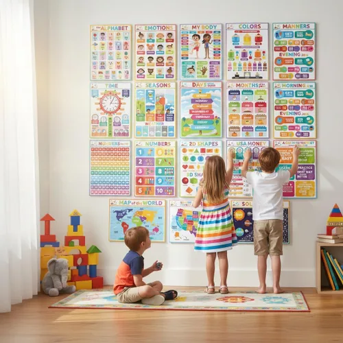 Miniatura 2 de Sproutbrite 9 Pack 11" x 17" Students Learning Bundle Educational Posters & Charts for Classroom - Builds Essential Learning Skills Through