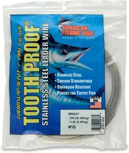 Miniatura 62 de AFW Alambre Líder Duro de Una Hebra de Acero Inoxidable a Prueba de Dientes - Brillante y Camuflaje para Tiburón, Barracuda, Caballa Real, Wahoo