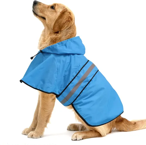 Miniatura 17 de Impermeable reflectante para perros – Impermeable ajustable para perros, impermeable ligero con capucha para perro, poncho chubasquero, chaqueta