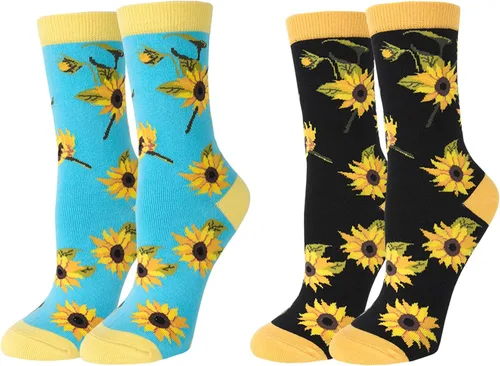 Miniatura 9 de Benefeet Sox Calcetines divertidos para mujer, calcetines de algodón casuales con estampado floral colorido de animales
