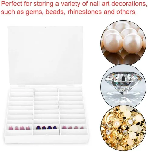 Miniatura 2 de Semme Organizador de uñas falsas, caja de almacenamiento de uñas, caja de exhibición, contenedor de decoración de uñas, caja de almacenamiento vacía