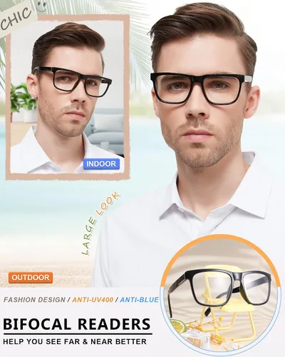 Miniatura 2 de MARE AZZURO Lentes de lectura bifocales para hombre, con bloqueo de luz azul, para lectores 1.0, 1.25, 1.5, 1.75, 2.0, 2.25, 2.5, 2.75, 3.0, 3.5