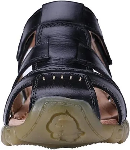 Miniatura 3 de DADAWEN - Sandalias deportivas de cuero para niños y niñas, puntera cerrada, para exteriores (para bebés, niños pequeños y grandes)