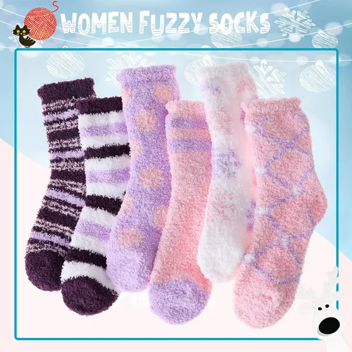 Miniatura 7 de ANTSANG Womens Fuzzy Socks Slipper Winter Fluffy Comfy Cozy Socks Cabin Warm Home Socks