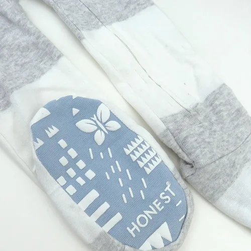 Miniatura 4 de HonestBaby Pijama de una pieza con pies antideslizantes para bebé, con cremallera frontal, 100% algodón orgánico