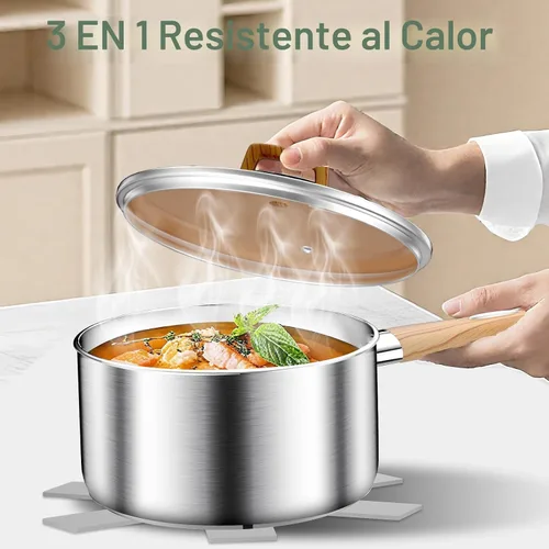 Miniatura 5 de DUTZUN Juego de utensilios de cocina de acero inoxidable, 13 piezas, ollas y sartenes, utensilios de cocina de inducción, juego de cocina de alta