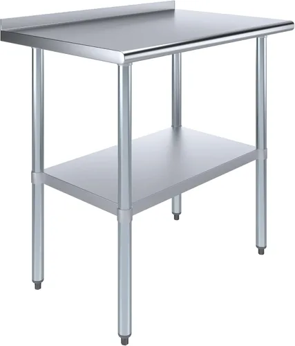 Miniatura 19 de AmGood Mesa de trabajo de acero inoxidable de 24 pulgadas x 12 pulgadas con protector contra salpicaduras de 1.5 pulgadas Mesa de preparación