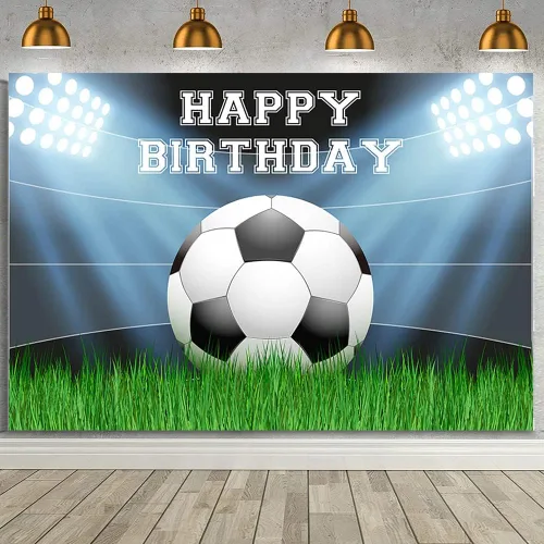 AIBIIN Telón de fondo de fiesta de cumpleaños de fútbol, fondo de fotos de campo de fútbol, decoración de fiesta de fútbol para hombres, campo de