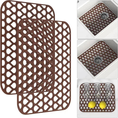 Miniatura 9 de TOOVEM - Tapete de silicona para fregadero de cocina, 2 unidades, antideslizante, plegable, para parte inferior de cisterna de porcelana de acero