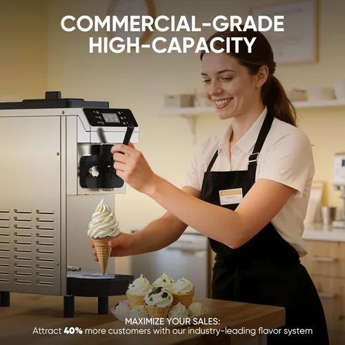 Miniatura 4 de Máquina comercial para hacer helados de 15 cuartos de galón (≈3.75 galones), 100-150 porciones, cuencos de acero inoxidable 304 de 4.3 L, tanque