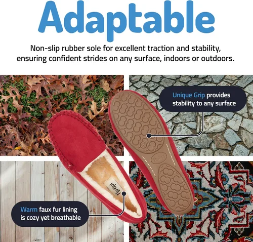 Miniatura 49 de Floopi Pantuflas para mujer, forro de piel sintética suave con espuma viscoelástica acogedora, pantuflas de casa para mujer con suela antideslizante