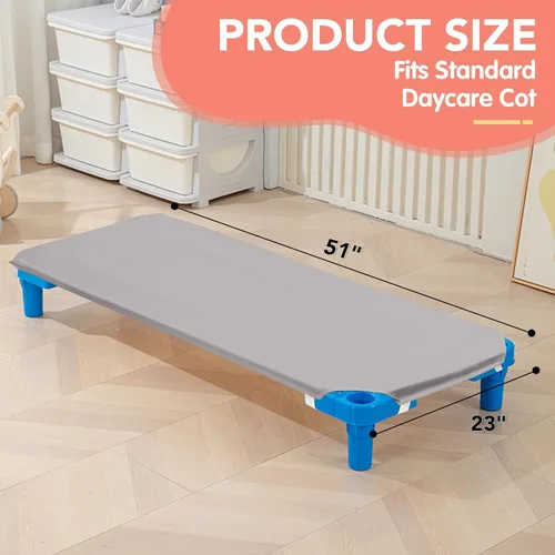 Miniatura 2 de RowinsyDD 10 sábanas de cuna para guardería, 23 x 51 pulgadas, sábana tamaño cuna gris con bucles elásticos en las esquinas para niños y niñas