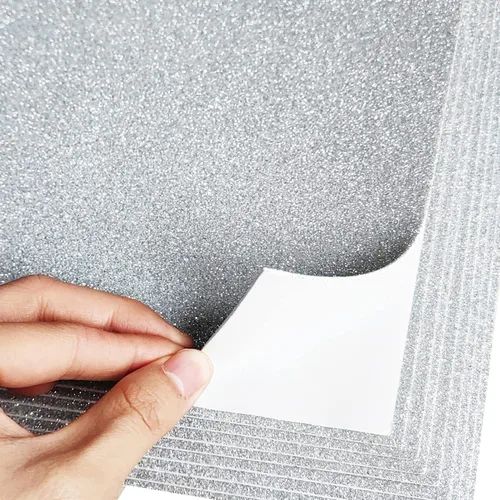 Miniatura 3 de SALEMAR Hojas de espuma con purpurina plateada para manualidades, 10 paquetes de calcomanías de papel EVA adhesivas gruesas para proyectos de Plata