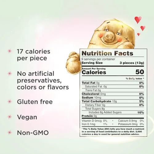 Miniatura 2 de GIN GINS Boost Red Magic Ginger Chews – Caramelo de jengibre rojo natural para apoyo digestivo, inmunidad, circulación, alivio de náuseas