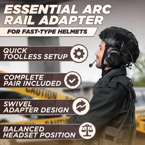 Miniatura 4 de Adaptador de riel ARC para auriculares tácticos – Compatible con Peltor Comtac II/III, Earmor M31/M32, Sordin – Se ajusta a cascos FAST, MICH, EXFIL