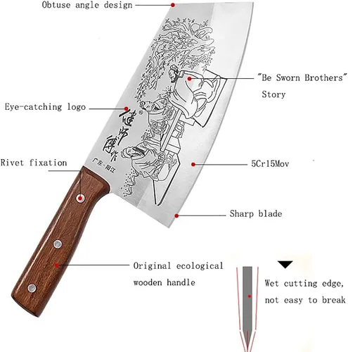 Cuchilla de carne, Profesional Chino Cocina Chef Cuchillo Carne Cortador de Vegetales Cuchilla Fija Herramientas de Cocina Cultura China Cuchillos