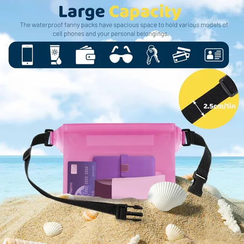 Miniatura 4 de Riñonera impermeable de 2 piezas, con correa ajustable en la cintura, bolsa impermeable táctil para mantener el teléfono seco y objetos de valor