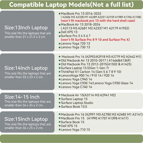 Miniatura 2 de Funda de piel sintética para laptop compatible con MacBook Pro A2992 A2779 A2442, MacBook Pro Air 13, Surface Laptop 5ª generación 13.5, Thinkpad X1