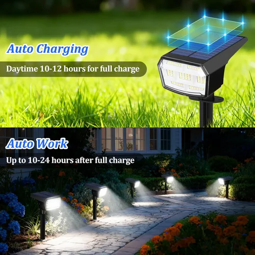 Miniatura 5 de Sucolite Paquete de 8 Luces Solares Tipo Foco para Exteriores Impermeables IP65, 3 Modos de Iluminación Focos Solares para Paisajismo 2-en-1