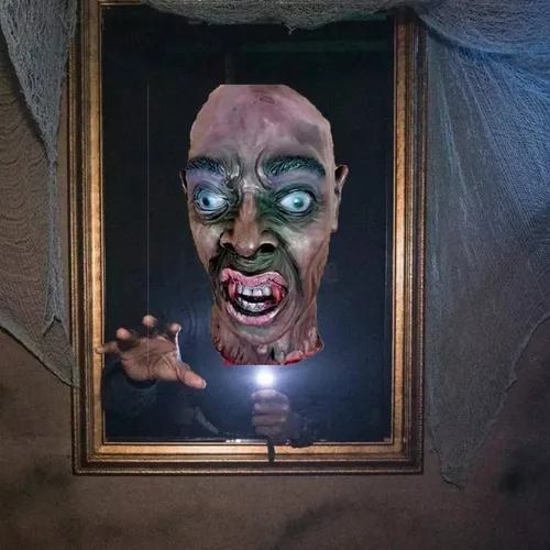 Miniatura 6 de RiceelSor Decoración colgante de cabeza dividida para Halloween, diseño de cadáver sangriento, de terror, de tamaño real, con peluca, disfraz