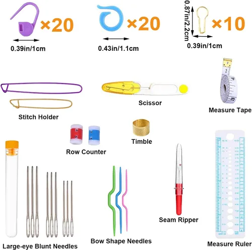 Miniatura 4 de Mdoker Kit de ganchillo de 100 piezas con hilo y accesorios de tejer, kit completo de tejido para principiantes que incluye ganchos de ganchillo