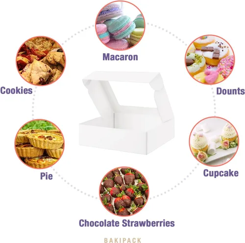 Miniatura 3 de 25 cajas blancas de panadería con ventana, cajas para pasteles de 9 x 7 x 2.5 pulgadas con ventana, cajas de golosinas para panadería pequeña