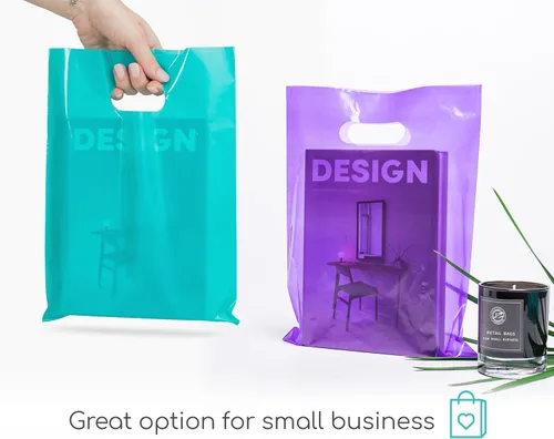 Miniatura 3 de Choice Marts Bolsas de mercancía 200 bolsas de 200 bolsas de color verde azulado y morado de 9 x 12 pulgadas, 1.5 mil de grosor, brillantes con asas