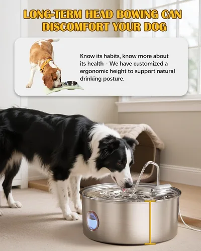 Miniatura 4 de Dog Water Fountain for Large Dogs- 270oz/8L Stainless Steel Dog Water Bowl Dispenser Automatic Pet Water Fountain with Ultra-Quiet Pump/Quadruple