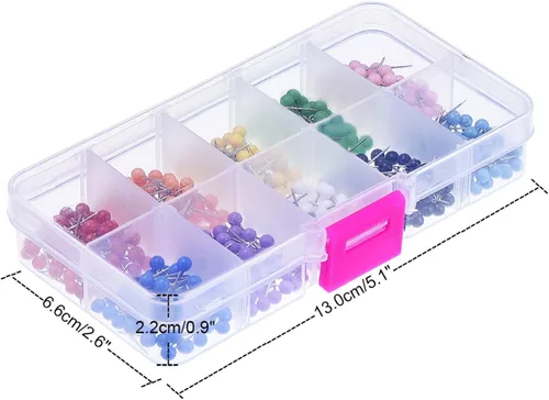 Miniatura 5 de Outus alfileres de acero con cabeza de plástico, 1/8 pulgadas, 500 unidades. Multicolor
